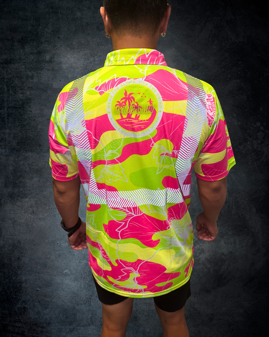 Neon Camo Hibiscus Reflective Polo
