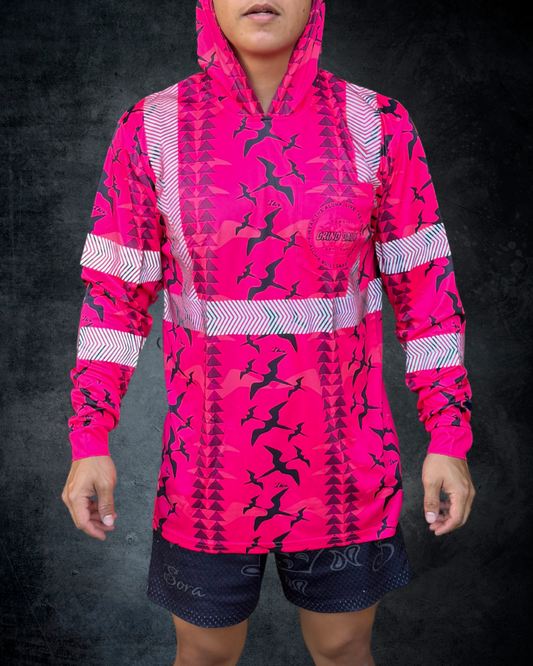 Fuchsia Iwa Bird Reflective Hoodie