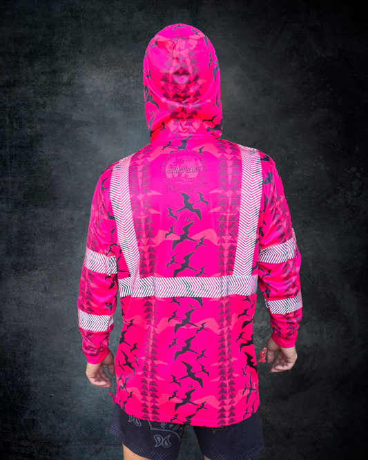 Fuchsia Iwa Bird Reflective Hoodie