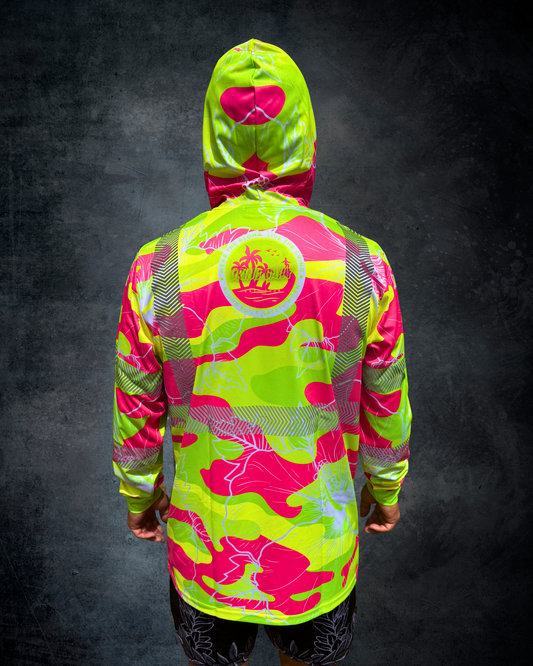 Neon Camo Hibiscus Reflective Hoodie