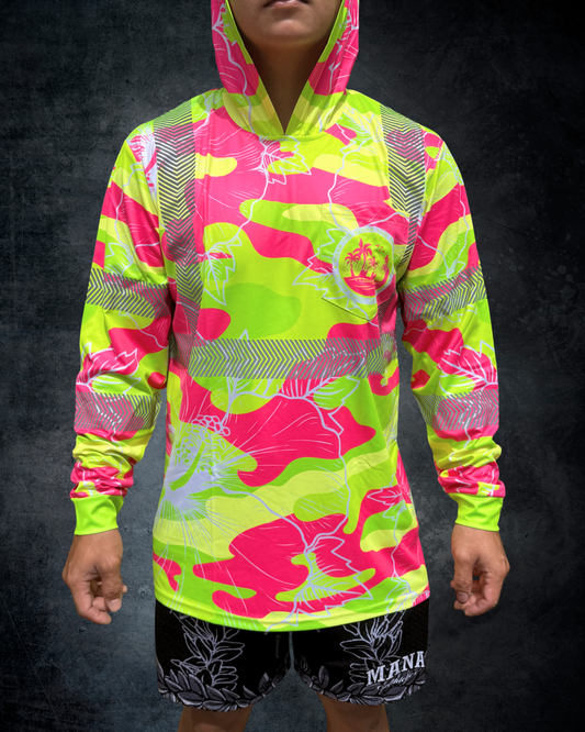 Neon Camo Hibiscus Reflective Hoodie
