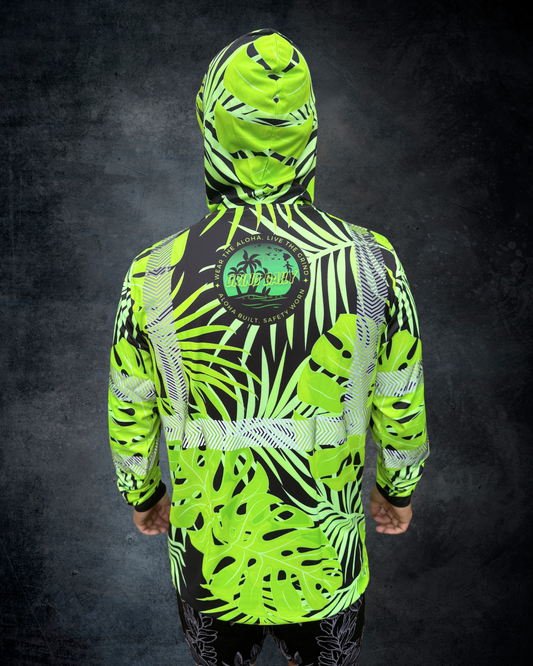 Black & Green Monstera Reflective Hoodie
