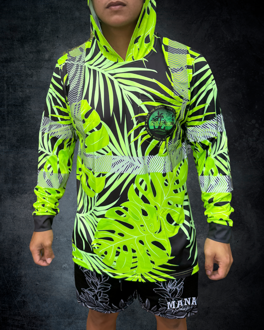 Black & Green Monstera Reflective Hoodie