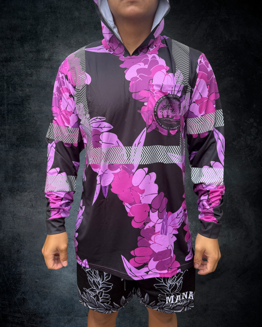 Black & Purple Aalii Lei Reflective Hoodie