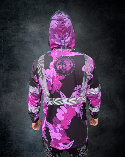Black & Purple Aalii Lei Reflective Hoodie