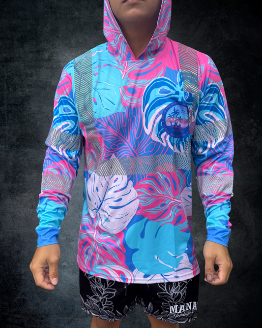 Blue & Pink Monstera Reflective Hoodie