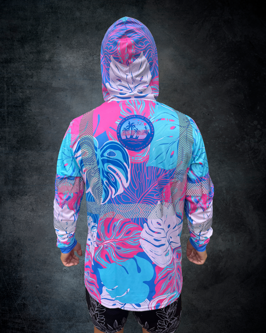 Blue & Pink Monstera Reflective Hoodie
