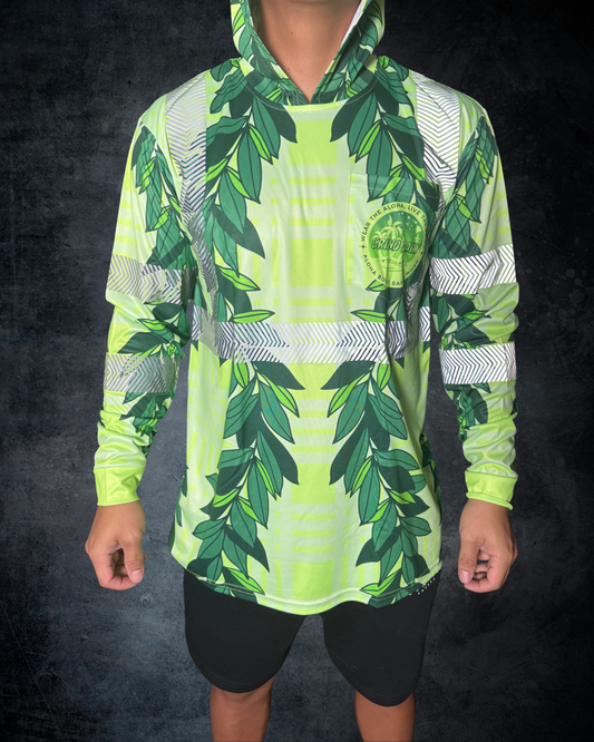 Green Maile Lei & Palaka Reflective Hoodie