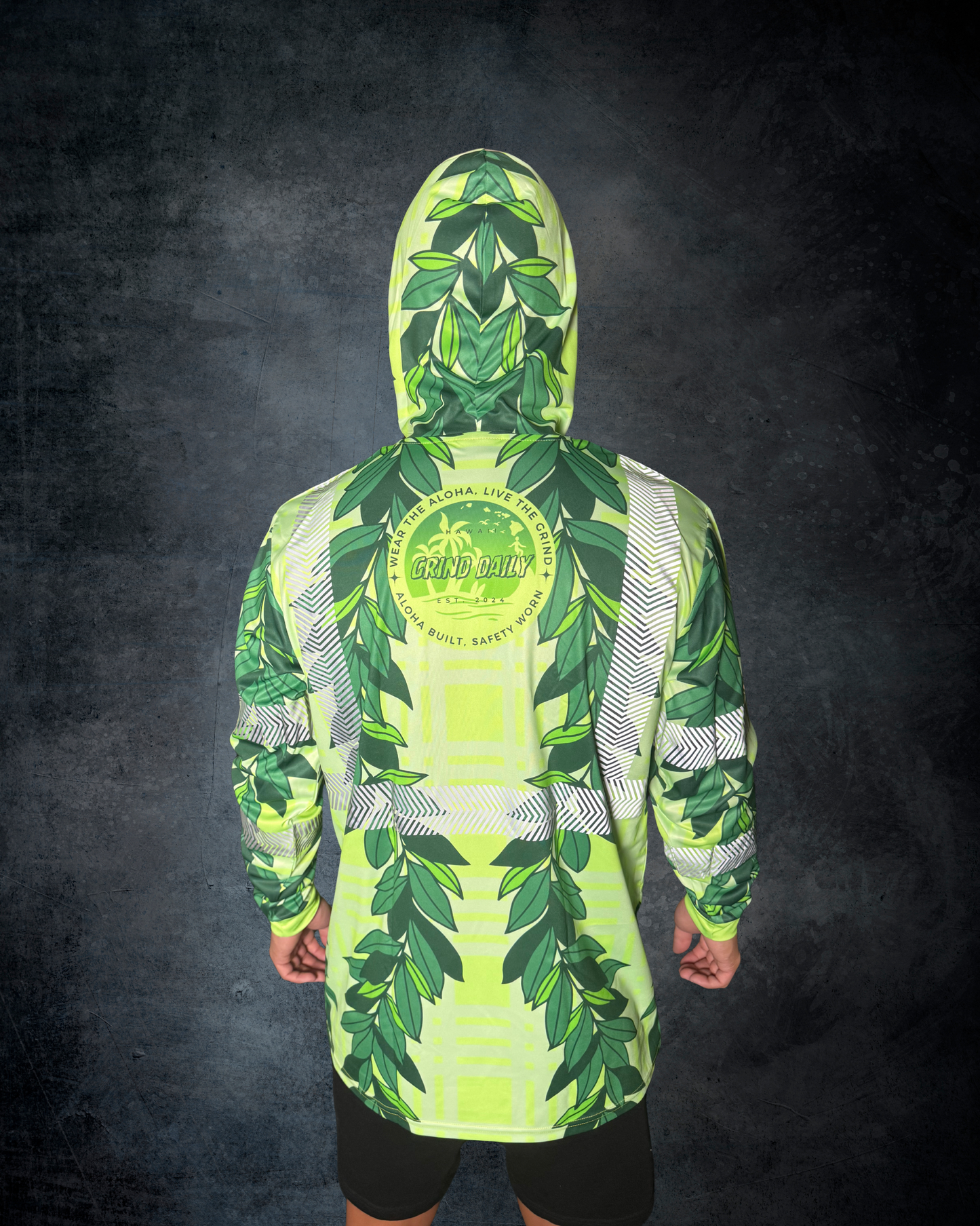 Green Maile Lei & Palaka Reflective Hoodie
