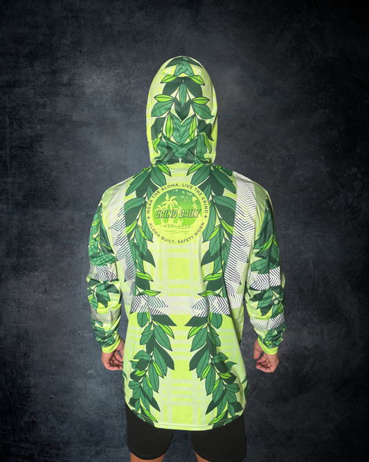 Green Maile Lei & Palaka Reflective Hoodie