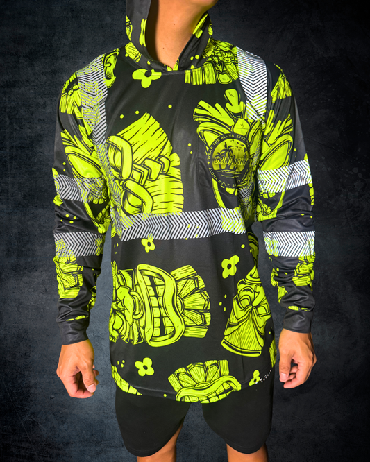 Black & Green Tiki Reflective Hoodie