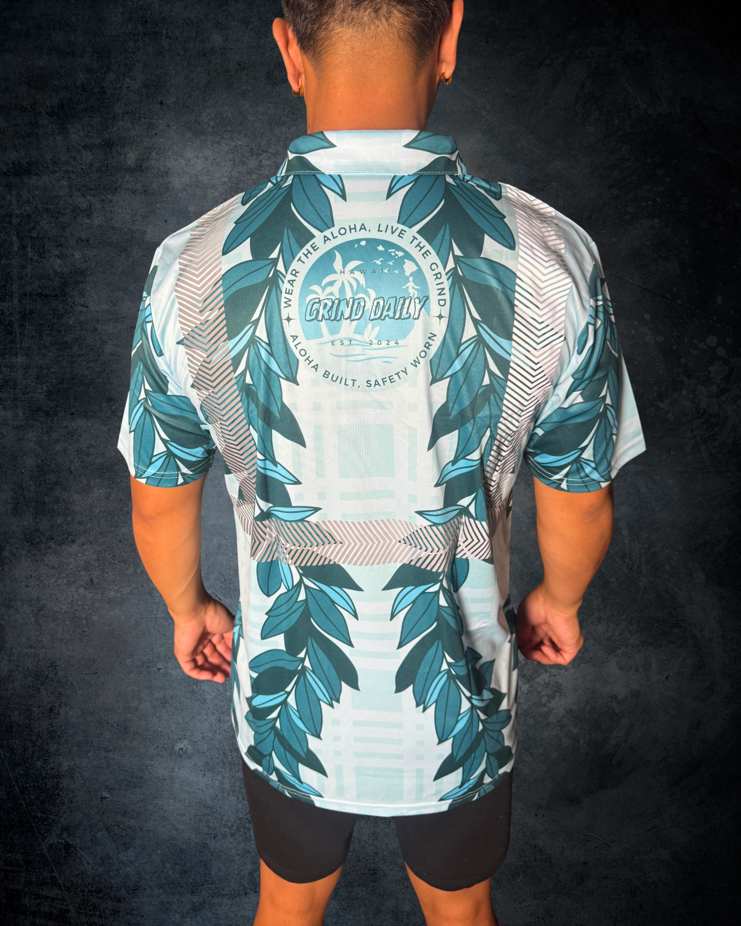 Blue Maile Lei & Palaka Reflective Polo