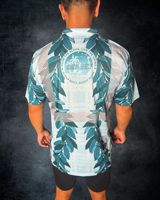 Blue Maile Lei & Palaka Reflective Polo