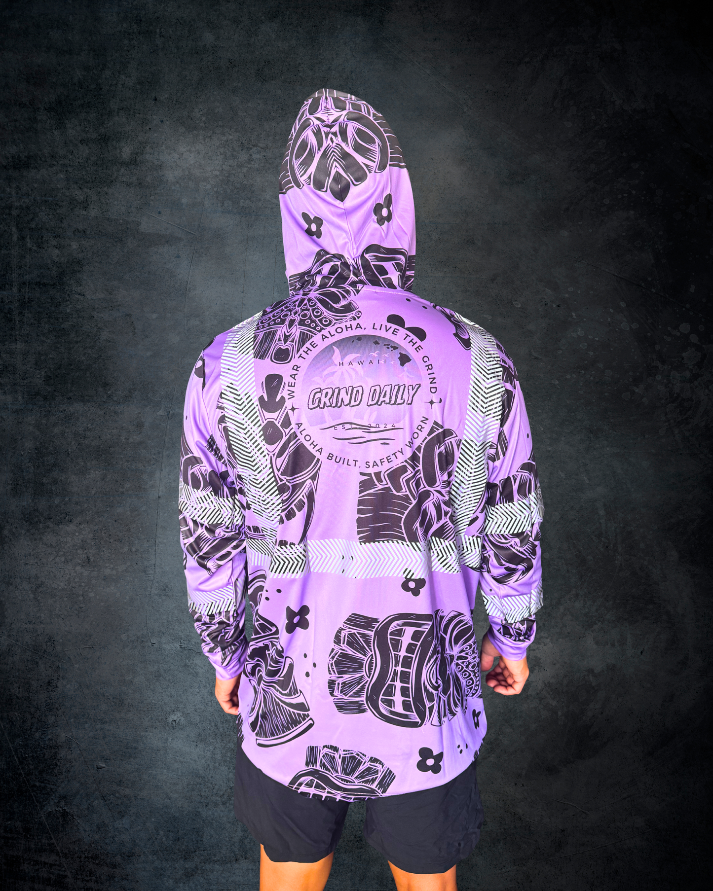 Purple & Black Tiki Reflective Hoodie