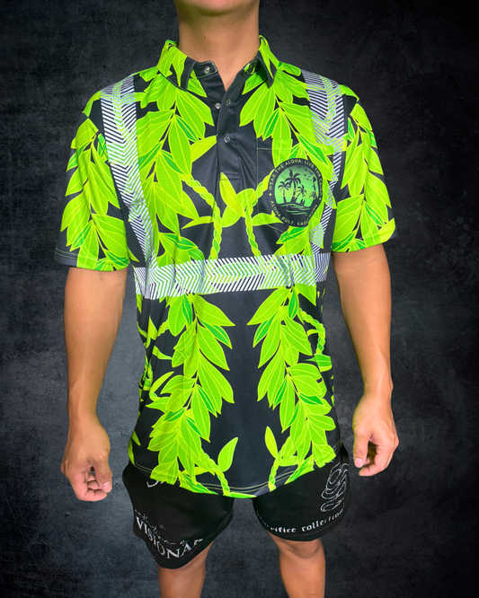 Maile & Ti Leaf Lei Reflective Polo