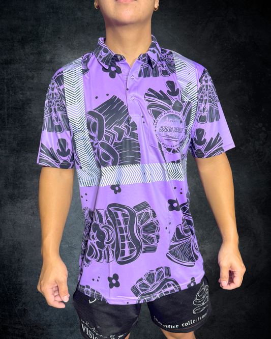 Purple & Black Tiki Reflective Polo