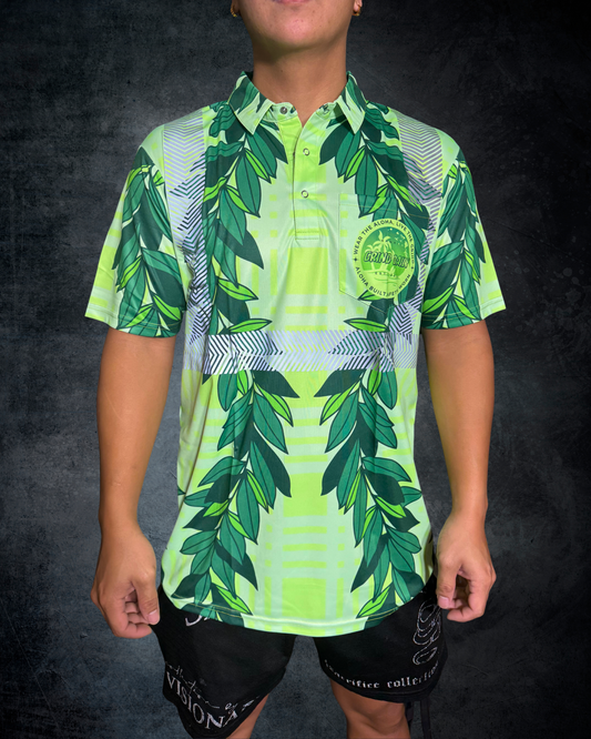 Green Maile Lei & Palaka Reflective Polo