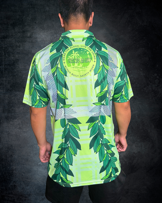Green Maile Lei & Palaka Reflective Polo