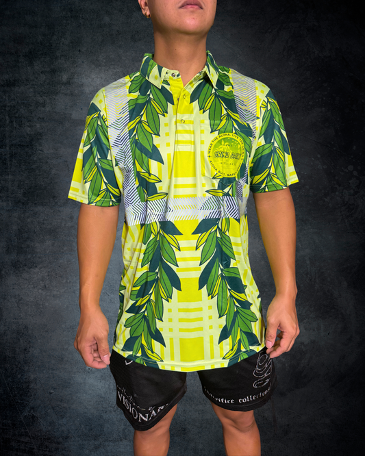 Yellow Maile Lei & Palaka Reflective Polo