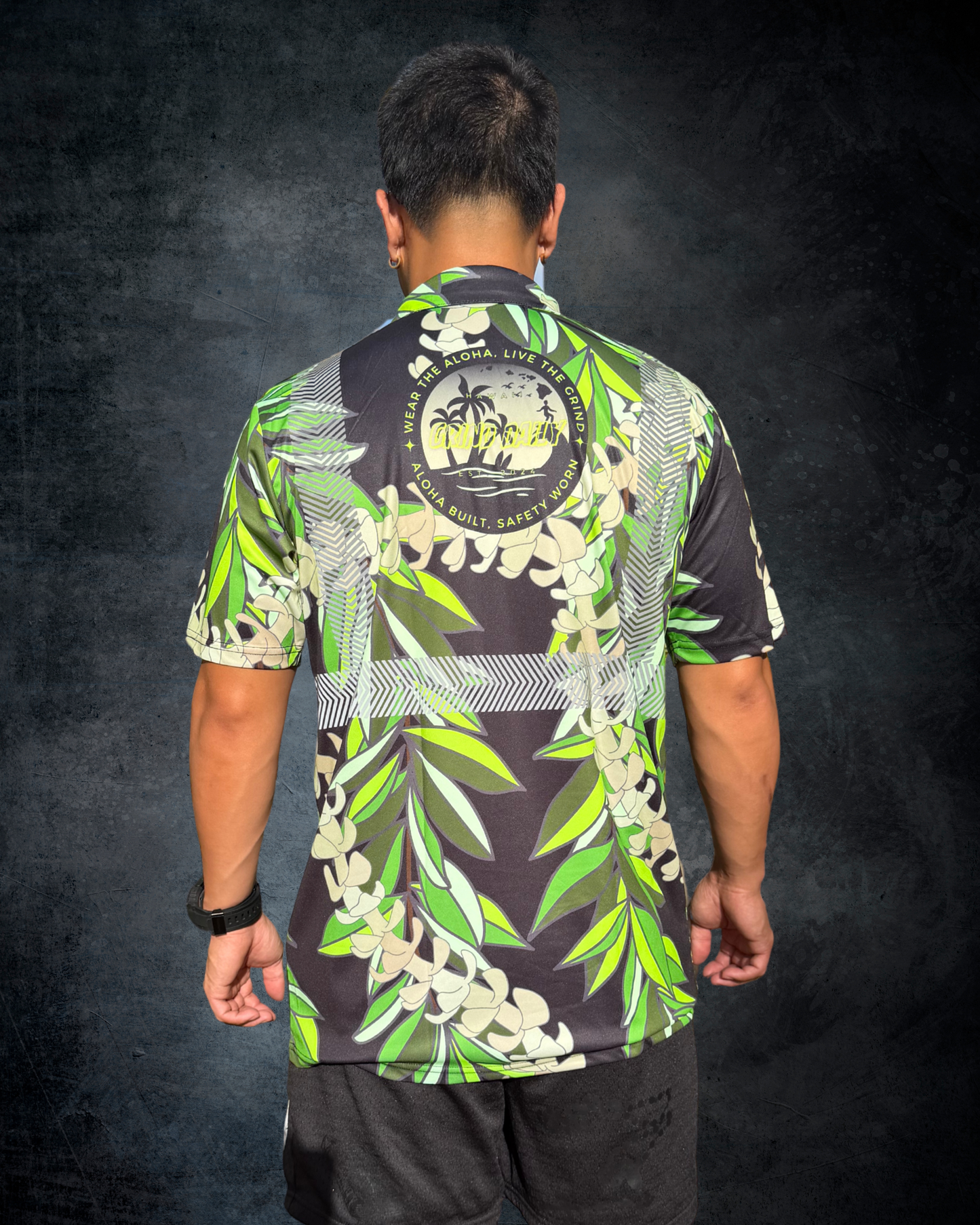 Black Maile & Puakenikeni Lei Reflective Polo