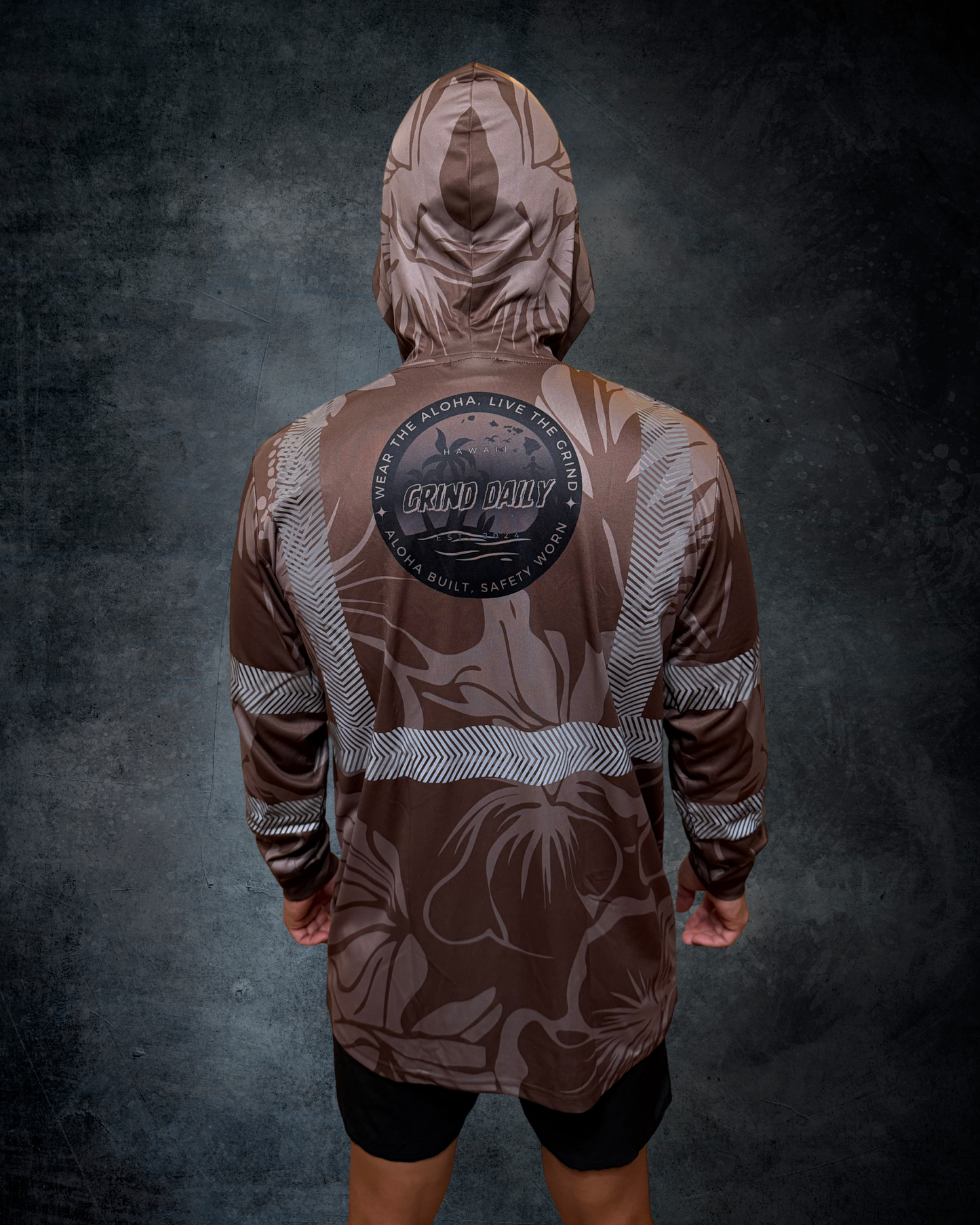 Brown Hibiscus Reflective Hoodie