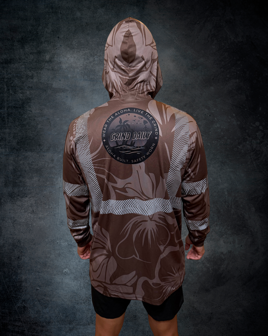 Brown Hibiscus Reflective Hoodie