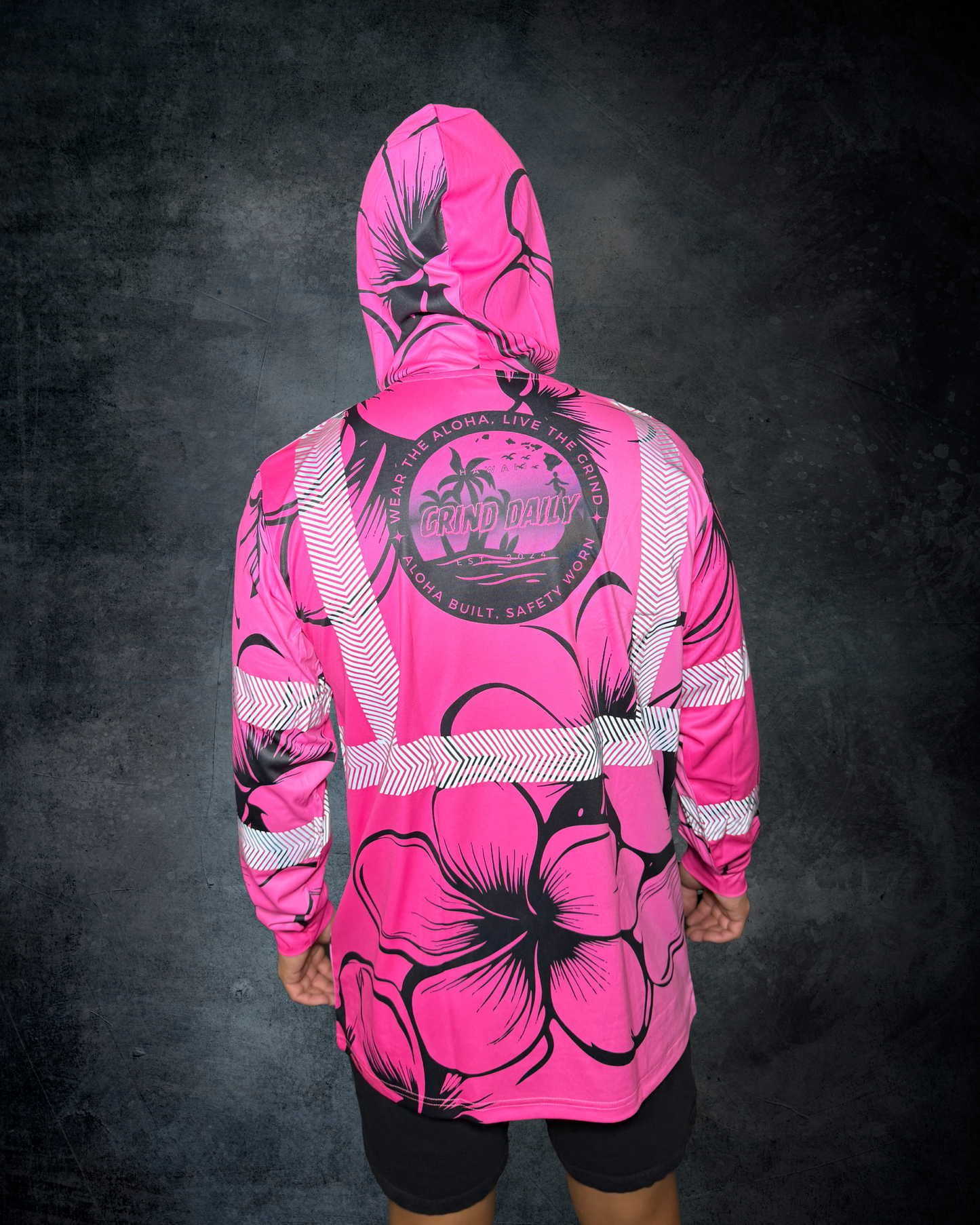 Pink Plumeria Reflective Hoodie