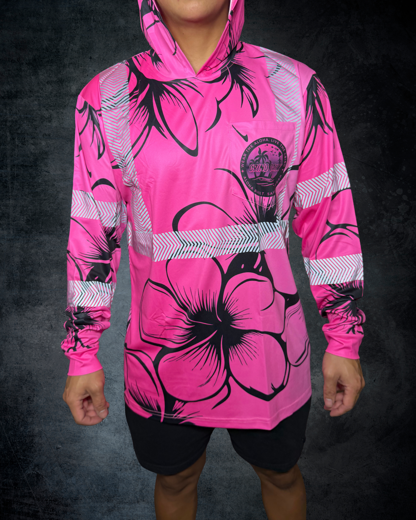 Pink Plumeria Reflective Hoodie