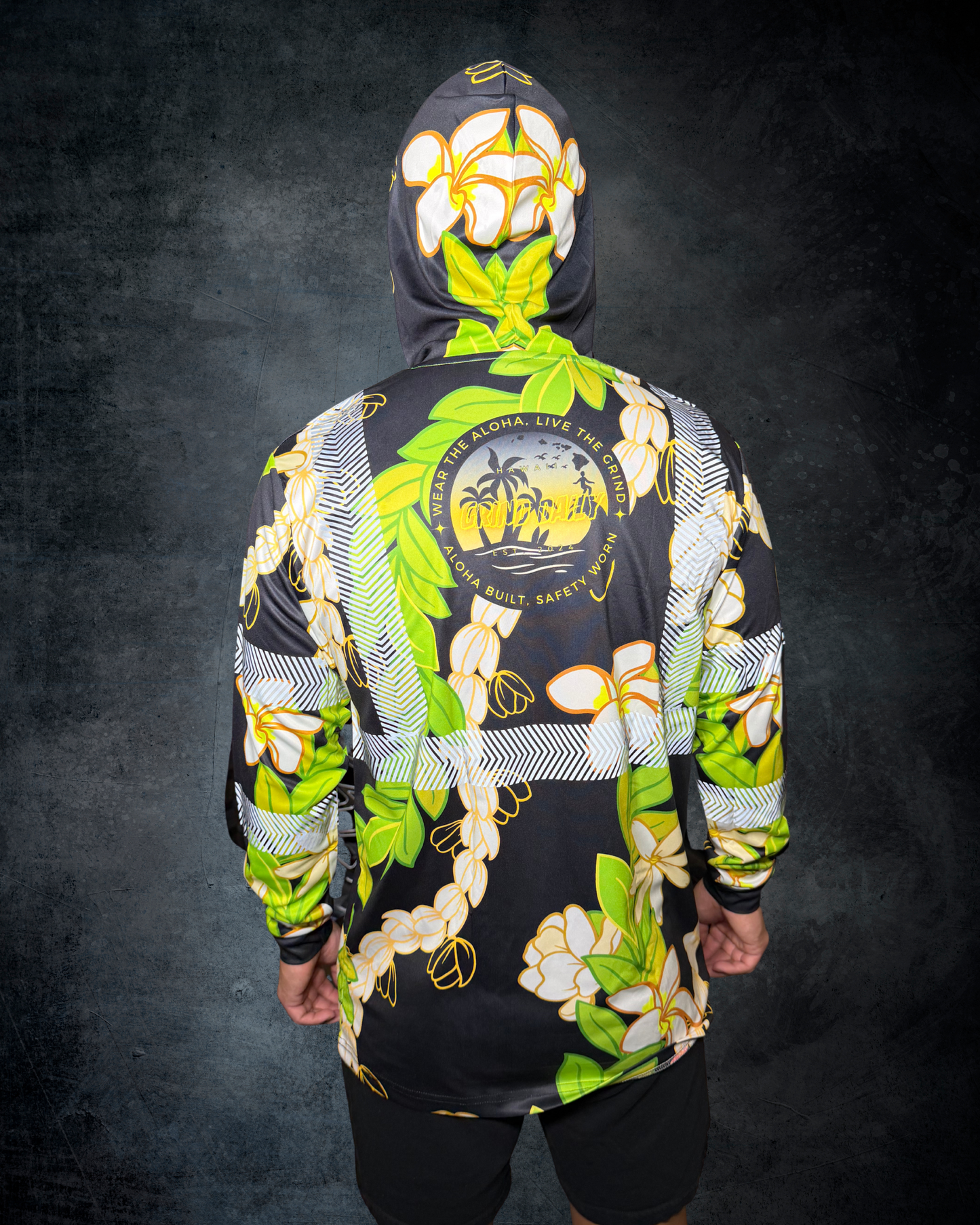 Maile Pikake Flower Lei Reflective Hoodie