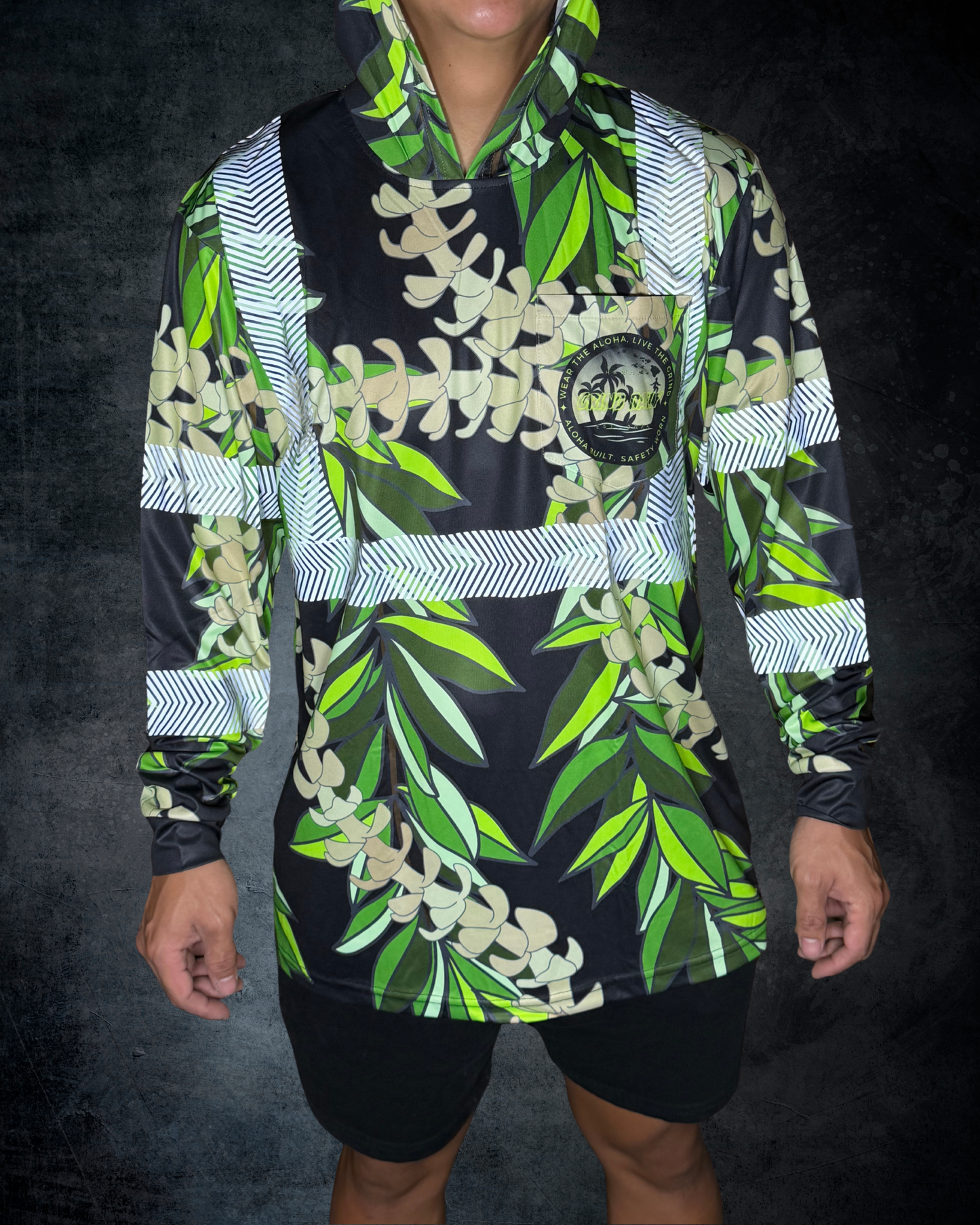 Black Maile & Puakenikeni Lei Reflective Hoodie
