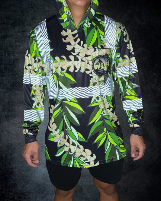 Black Maile & Puakenikeni Lei Reflective Hoodie