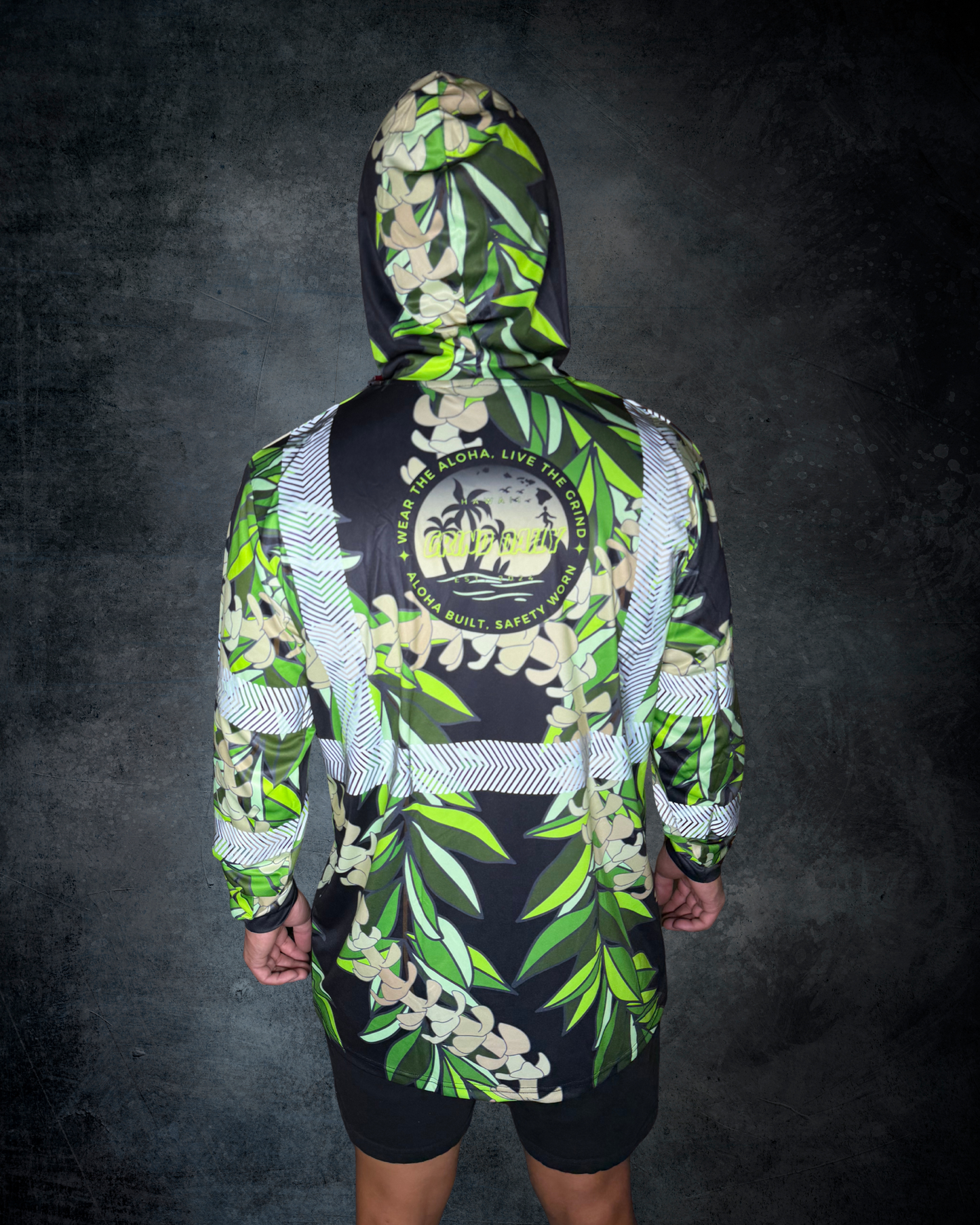 Black Maile & Puakenikeni Lei Reflective Hoodie