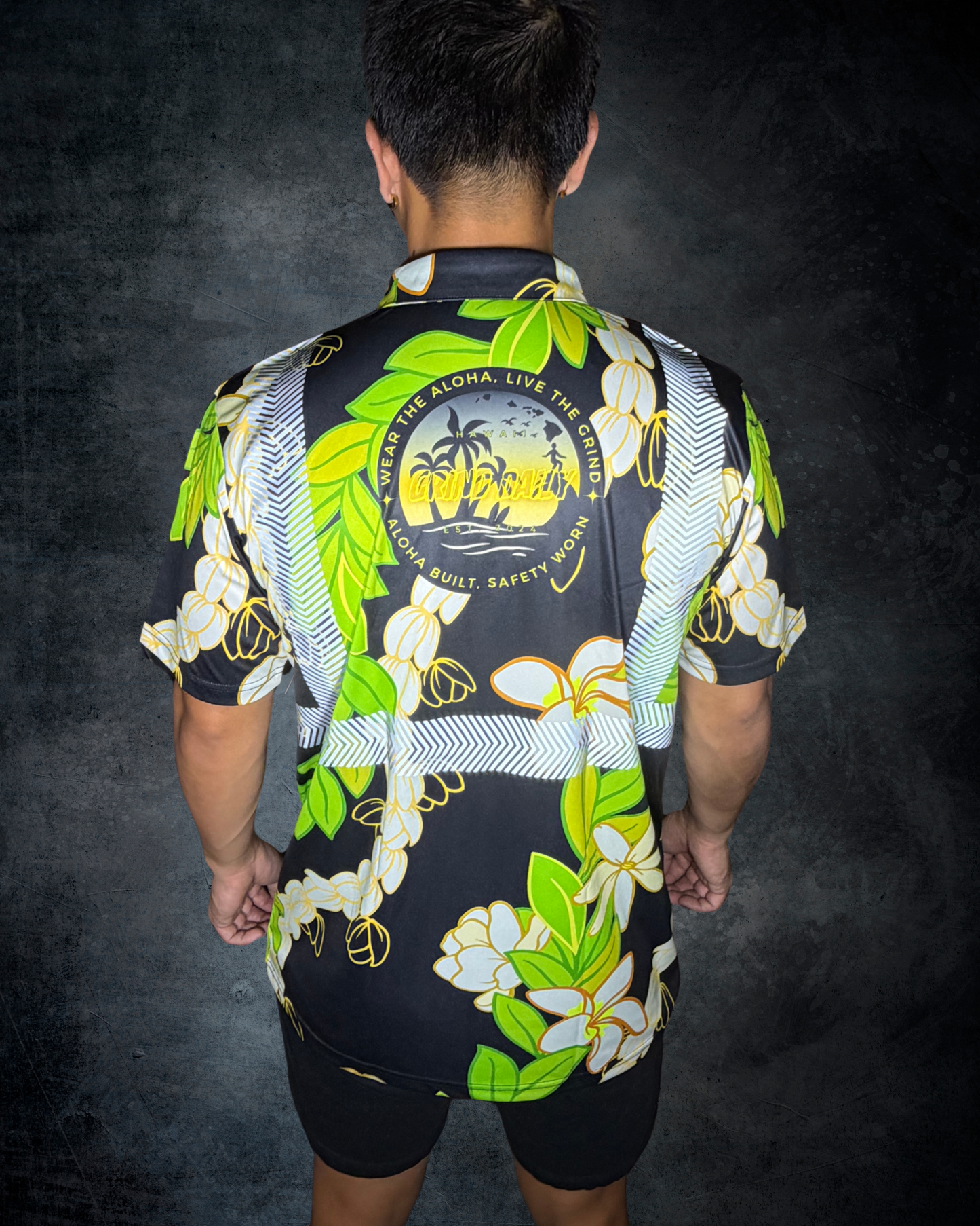 Maile Pikake Flower Lei Reflective Polo