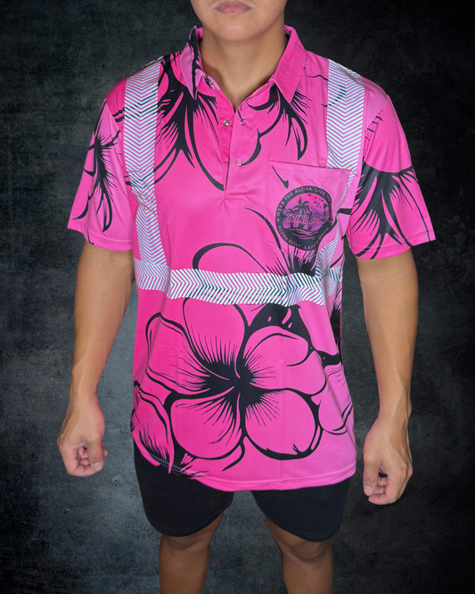 Pink Plumeria Reflective Polo