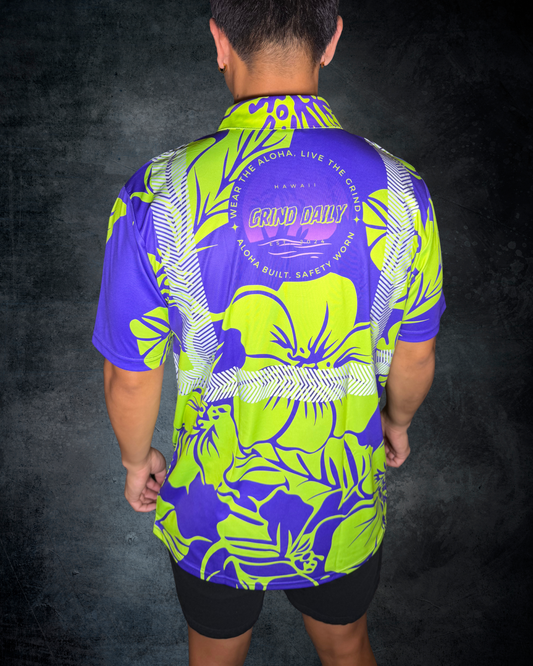 Electric Hibiscus Reflective Polo