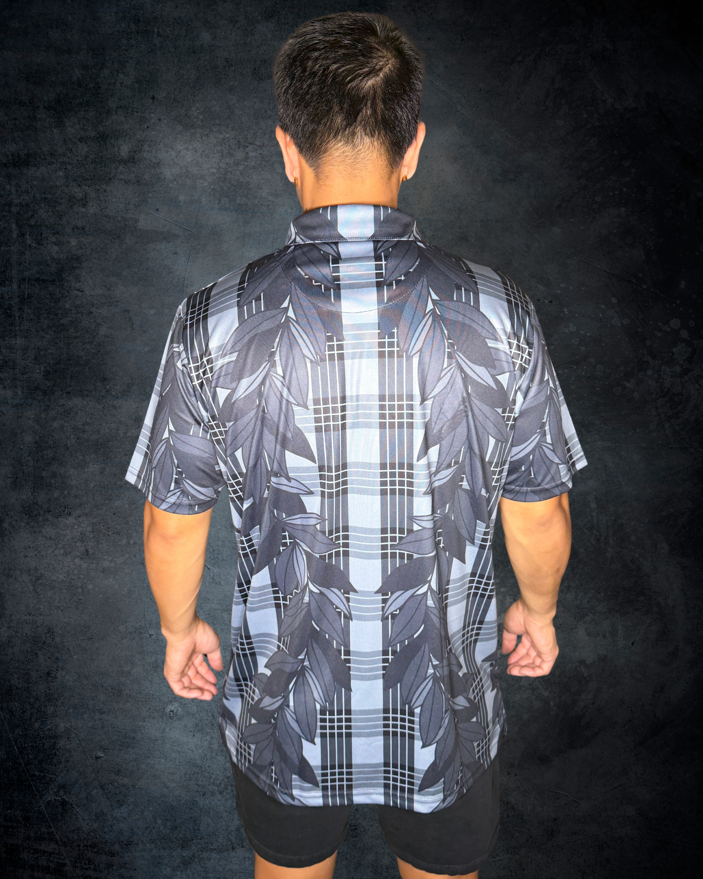 Grey Maile Lei & Palaka Polo Shirt
