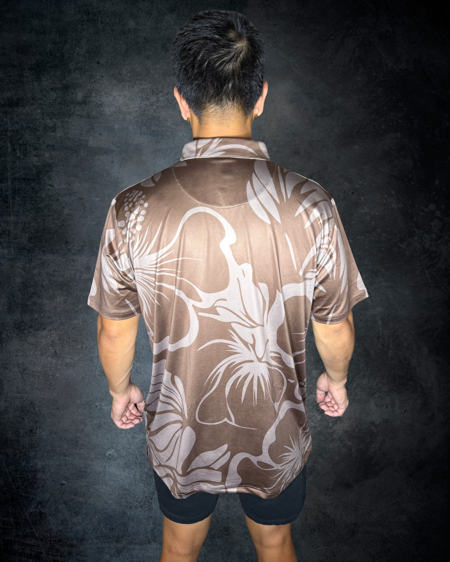 Brown Hibiscus Polo Shirt