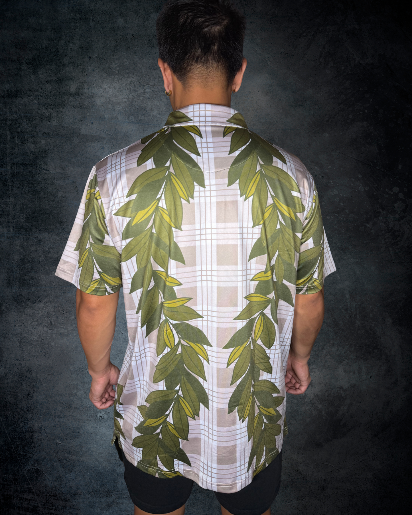 Beige Maile Lei & Palaka Polo Shirt