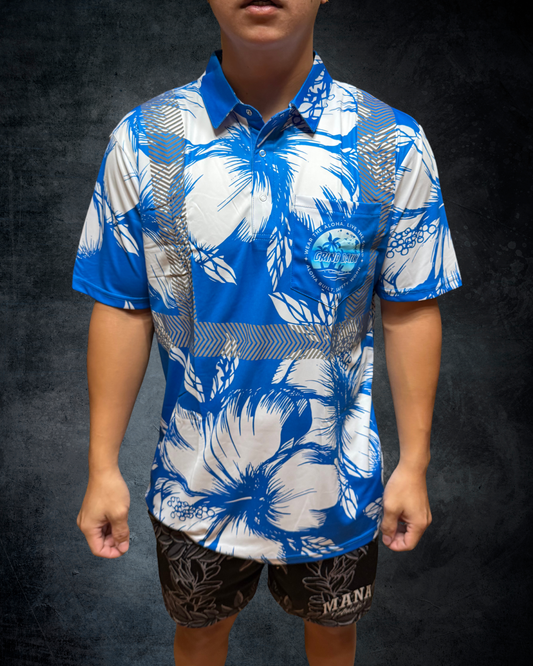 Royal Blue Hibiscus Reflective Polo