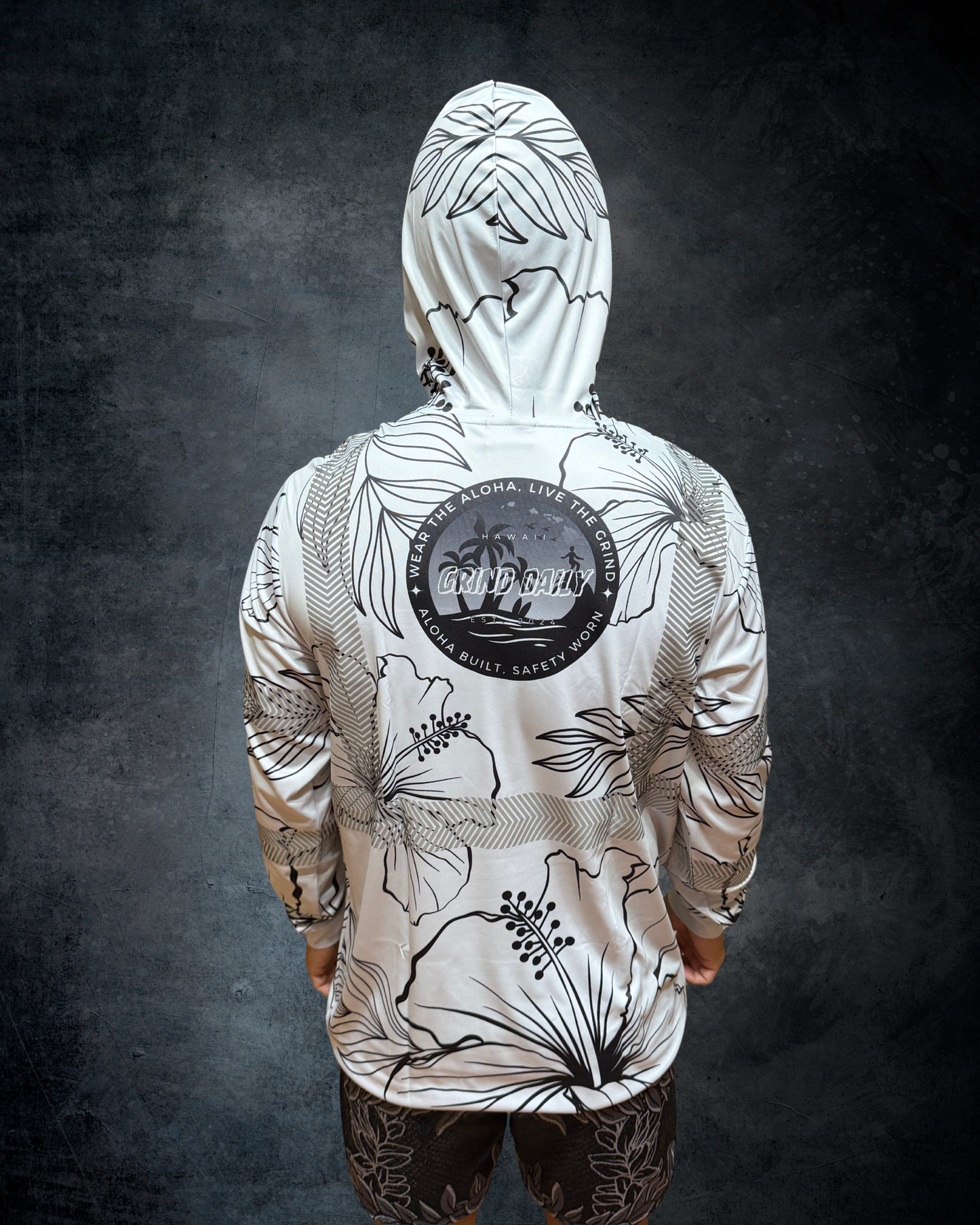 Silver Hibiscus Reflective Hoodie