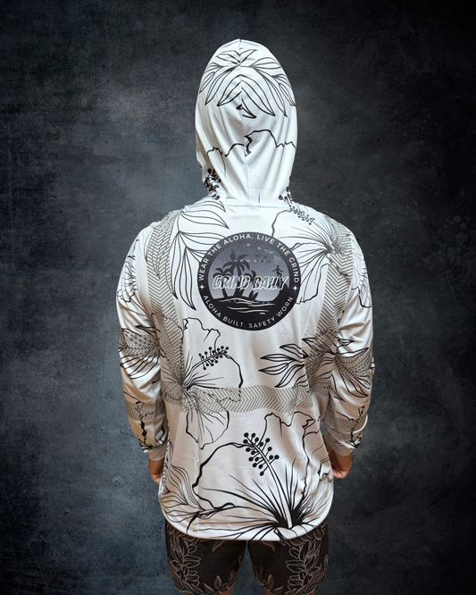 Silver Hibiscus Reflective Hoodie