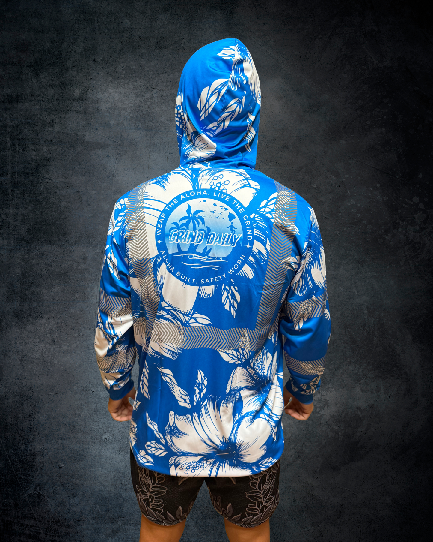 Royal Blue Hibiscus Reflective Hoodie