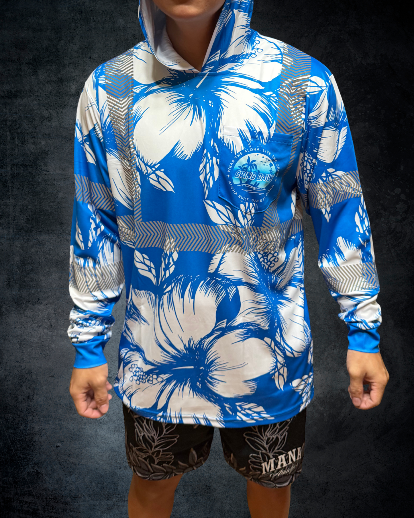 Royal Blue Hibiscus Reflective Hoodie