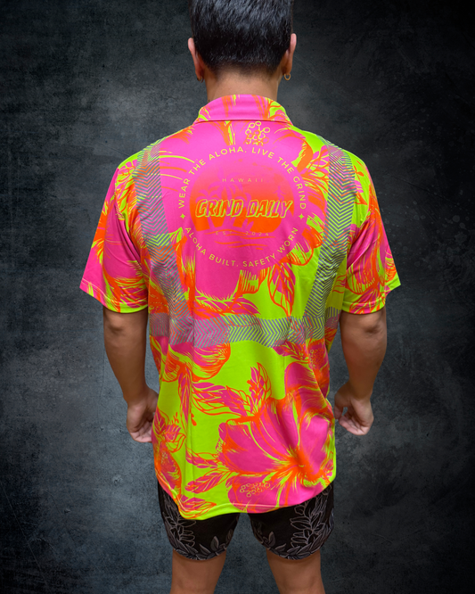 Sunburst Hibiscus Reflective Polo