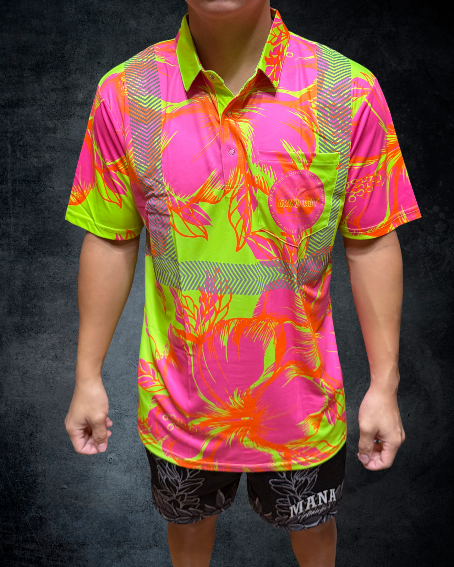 Sunburst Hibiscus Reflective Polo