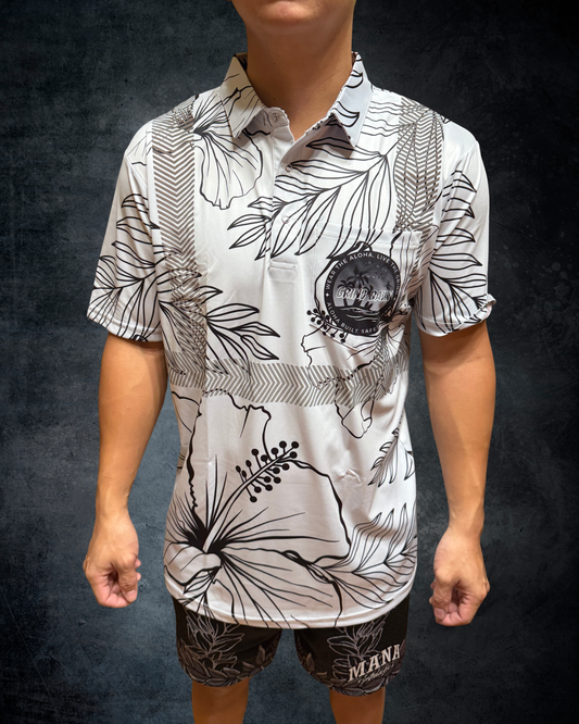 Silver Hibiscus Reflective Polo