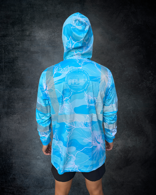 Blue Camo Hibiscus Reflective Hoodie