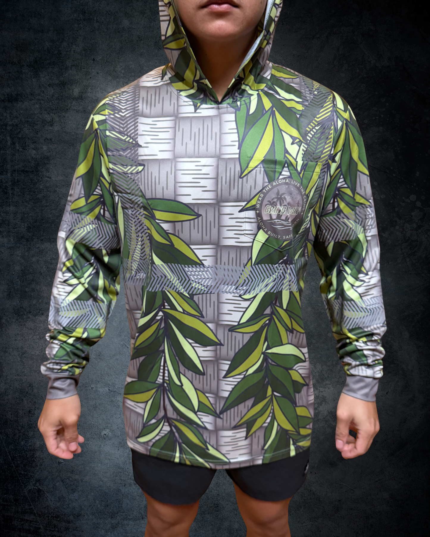Maile Lei and Lauhala Print Reflective Hoodie