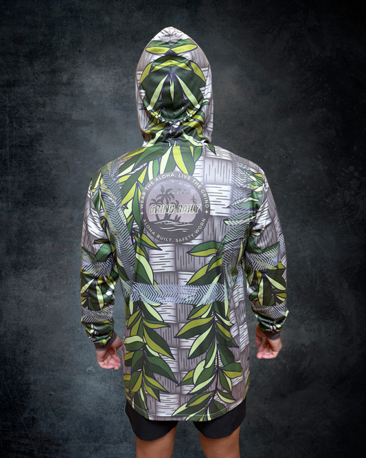 Maile Lei and Lauhala Print Reflective Hoodie