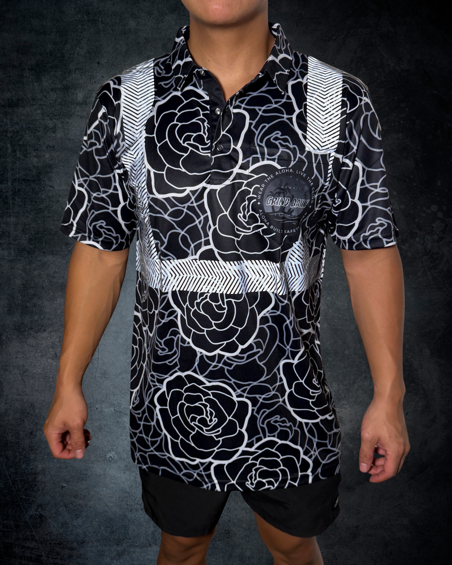 Black Gardenia Reflective Polo